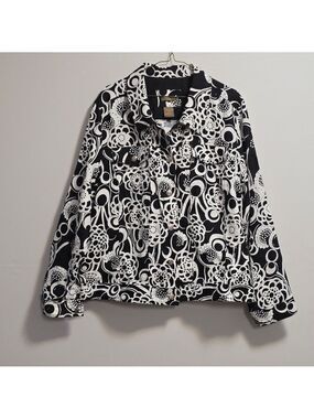 Anne Carson 100% Linen Floral Black and White Women's Jacket